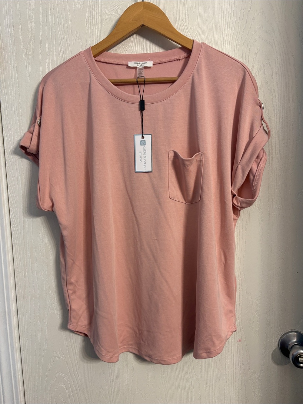 Cable & Gauge Blush Pink Short Sleeve Pocket Tee